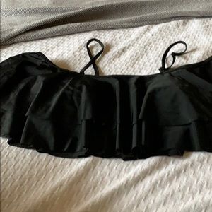 Black Bandeau Swim Top with Straps